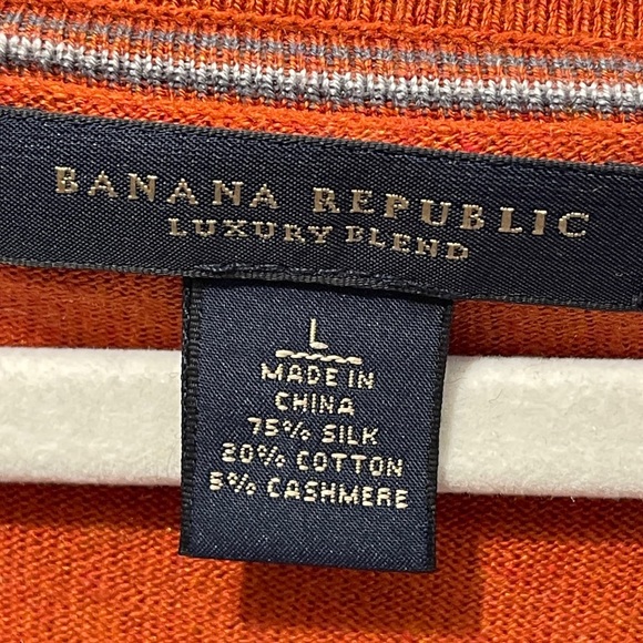 Banana Republic Luxury Brand V-Neck Silk Cashmere Cotton Blend Sweater Orange - Picture 3 of 5